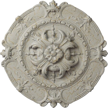 Ekena Millwork Southampton Ceiling Medallion, Hand-Painted Pot of Cream Crackle, 16 1/2"OD x 2 3/8"P CM16SOPCC